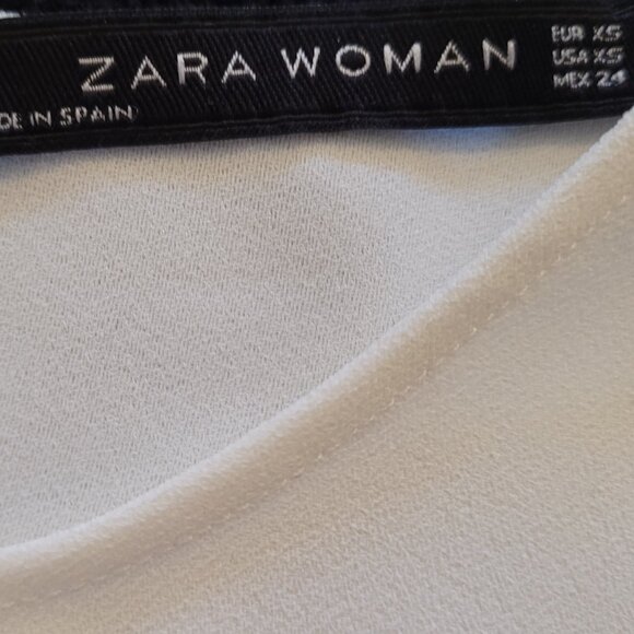 ZARA WOMAN White Round Neck with Flutter Sleeves Blouse - Picture 4 of 5